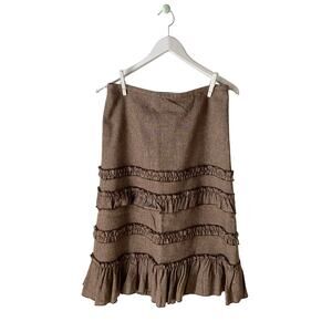 Loft Ruffled Wool Blend Midi Skirt Size 6